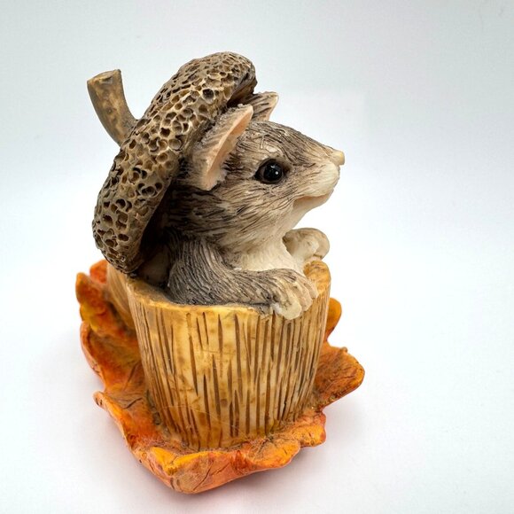 Charming Tails Caps Off To You Silvestri Mouse Figurine Autumn Leaf Acorn Design - Picture 8 of 8